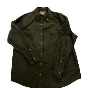 Duluth Trading Co Men’s Green Canvas Shirt Jacket Workwear Utility Heavy Duty L